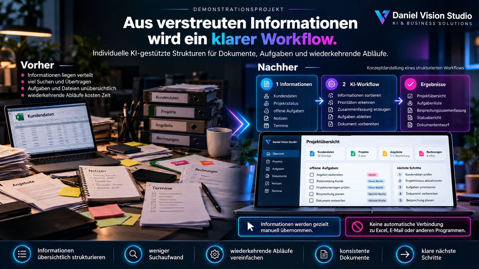 Aus verstreuten Informationen wird ein klarer Workflow. – Demonstrationsprojekt